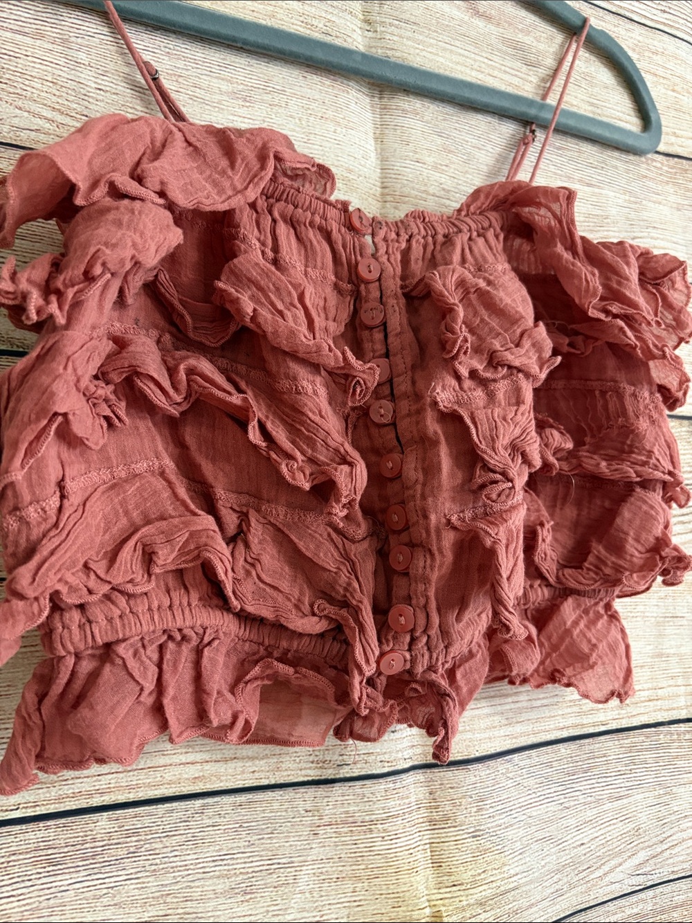 Free People Rust Ruffle Cropped Tank Top - Picture 2 of 8